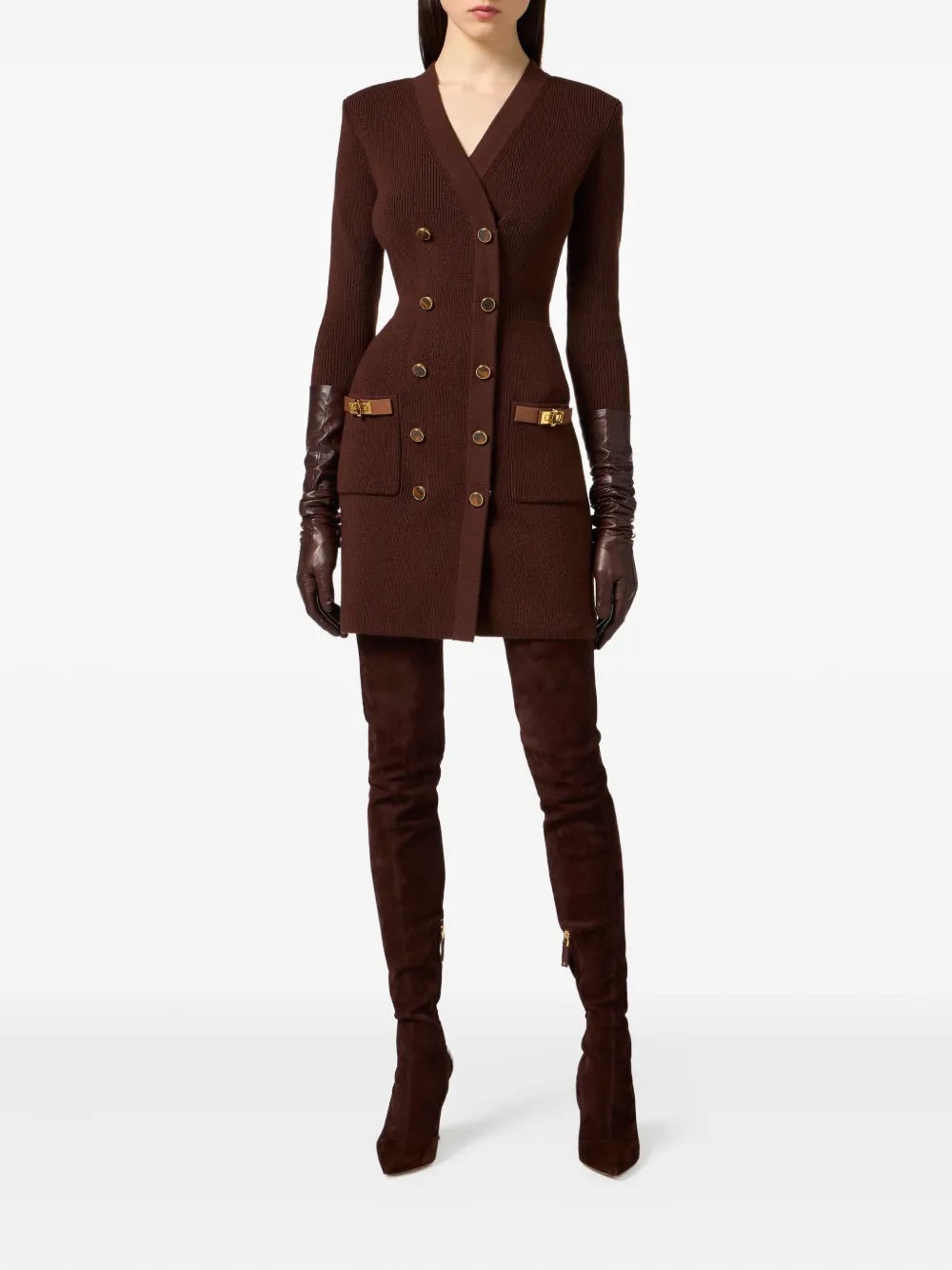 Elisabetta Franchi double-breasted mini dress Bruin