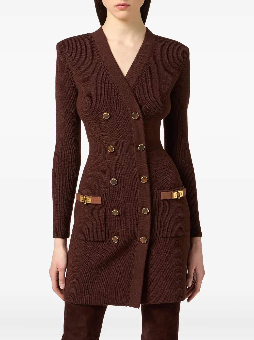 Elisabetta Franchi double-breasted mini dress Bruin
