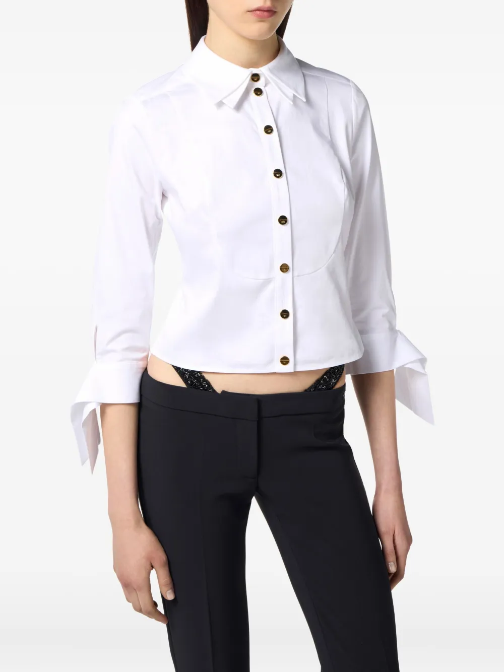 Elisabetta Franchi Popeline blouse met vlinderstrik Wit