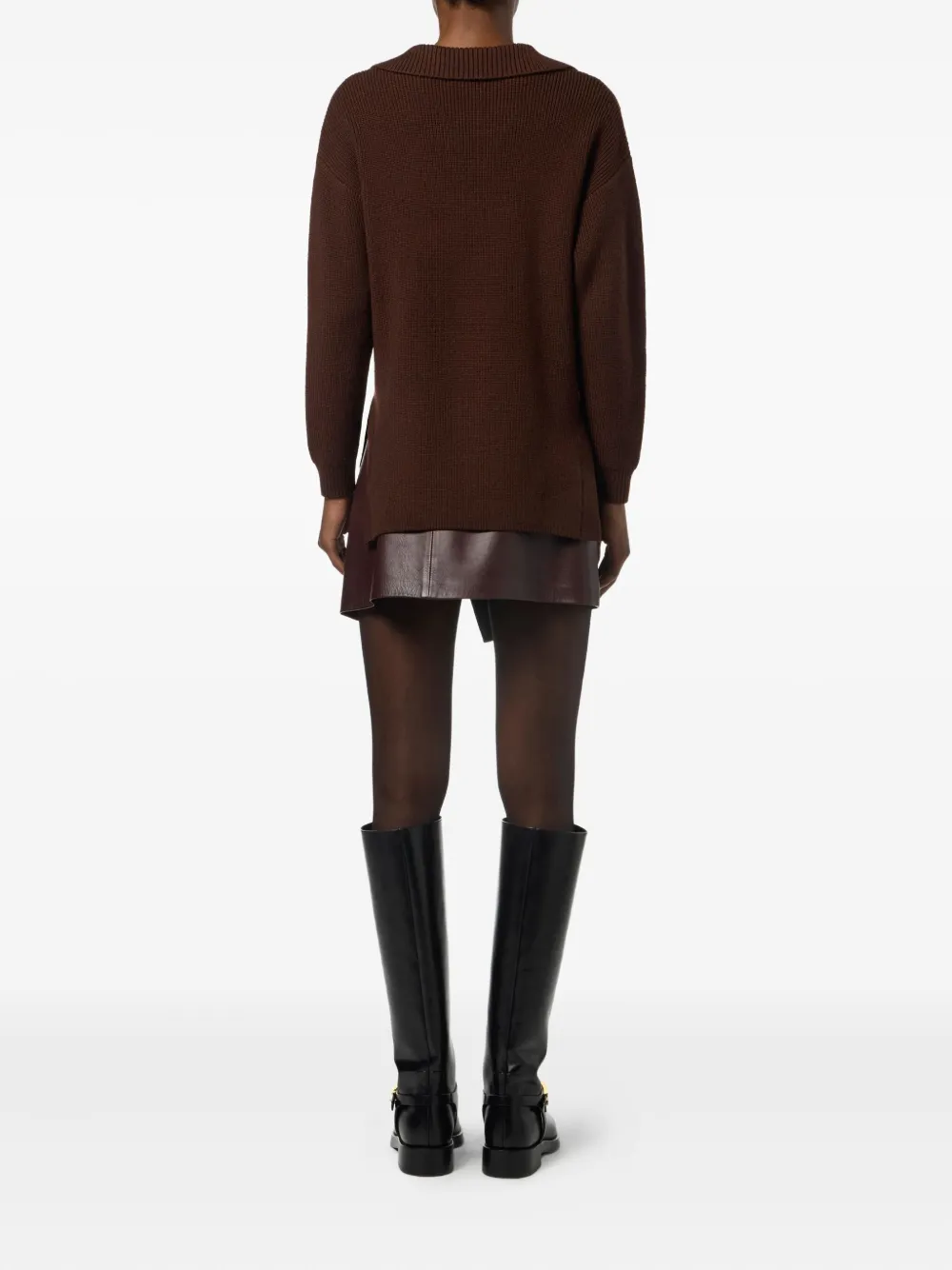 Elisabetta Franchi buckle-detail polo-collar sweater Bruin