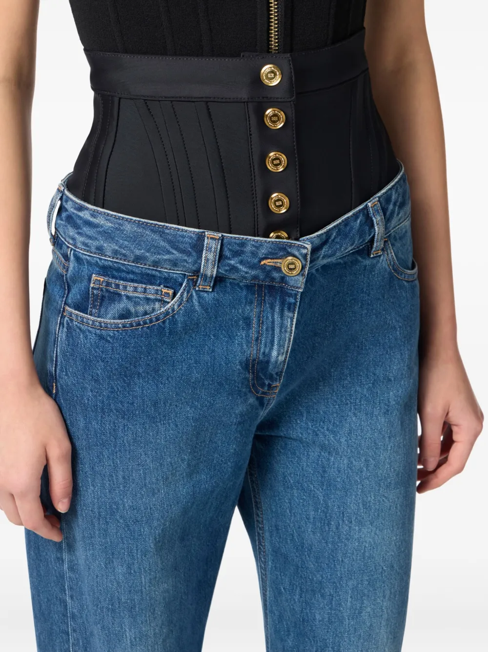 Elisabetta Franchi corset-waistband jeans Blauw