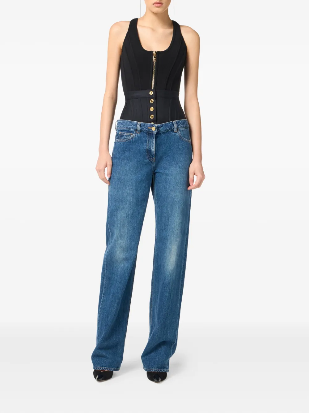 Elisabetta Franchi corset-waistband jeans Blauw
