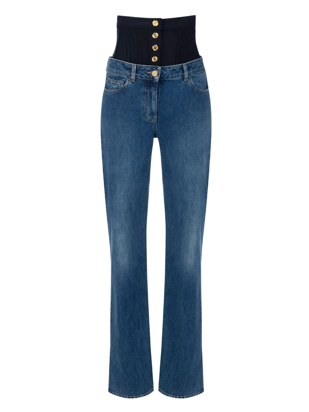 Elisabetta Franchi corset-waistband jeans - ブルー Elisabetta Franchi corset-waistband jeans - ブルー