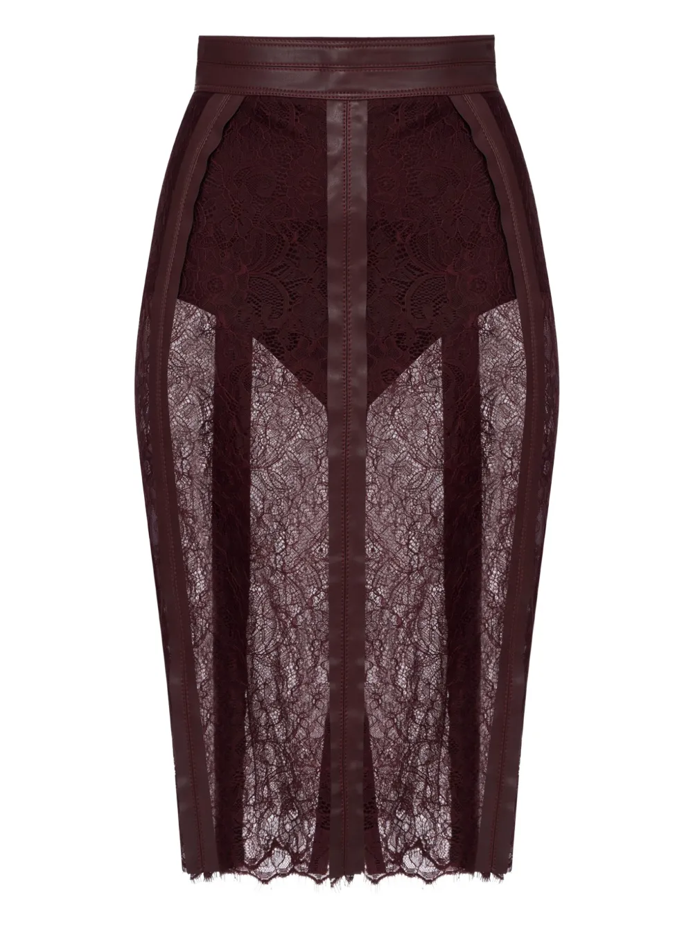 Elisabetta Franchi lace-contrast midi skirt | Red | Image 1