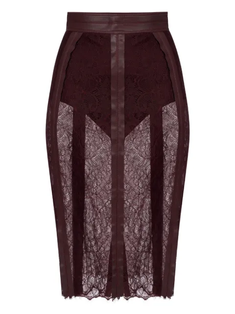 Elisabetta Franchi lace-contrast midi skirt