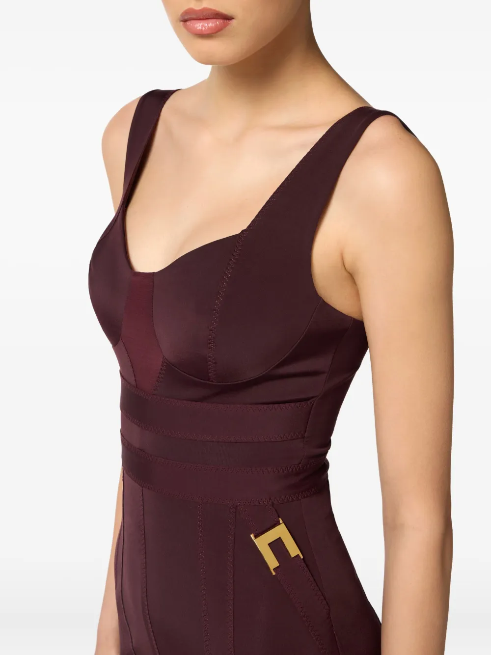 Elisabetta Franchi Bustier midi-jurk met vlakken Rood