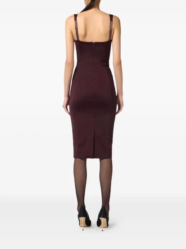 Elisabetta Franchi Bustier Panelled Midi Dress | Red | FARFETCH