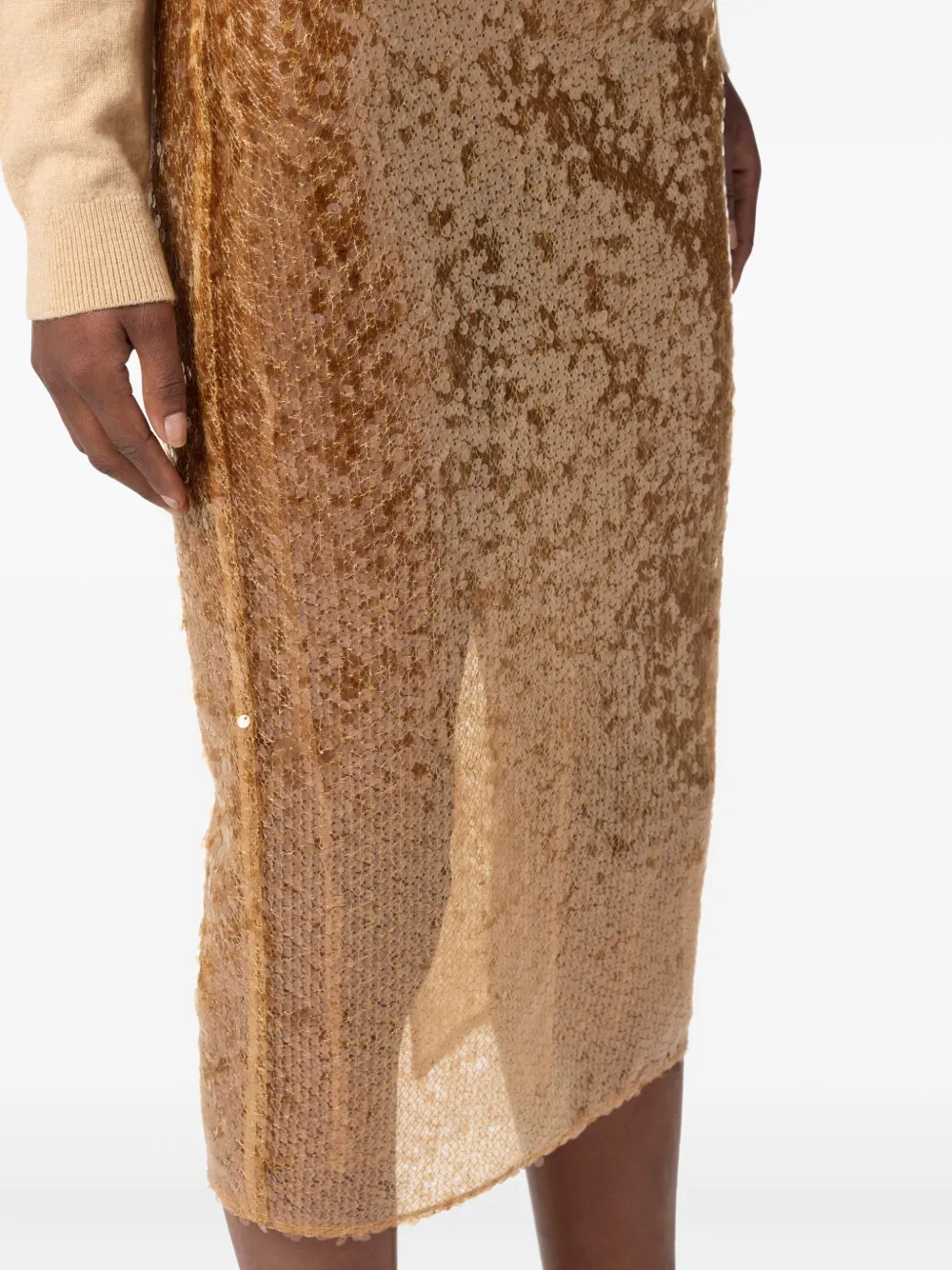 Elisabetta Franchi Midi-rok met pailletten Beige