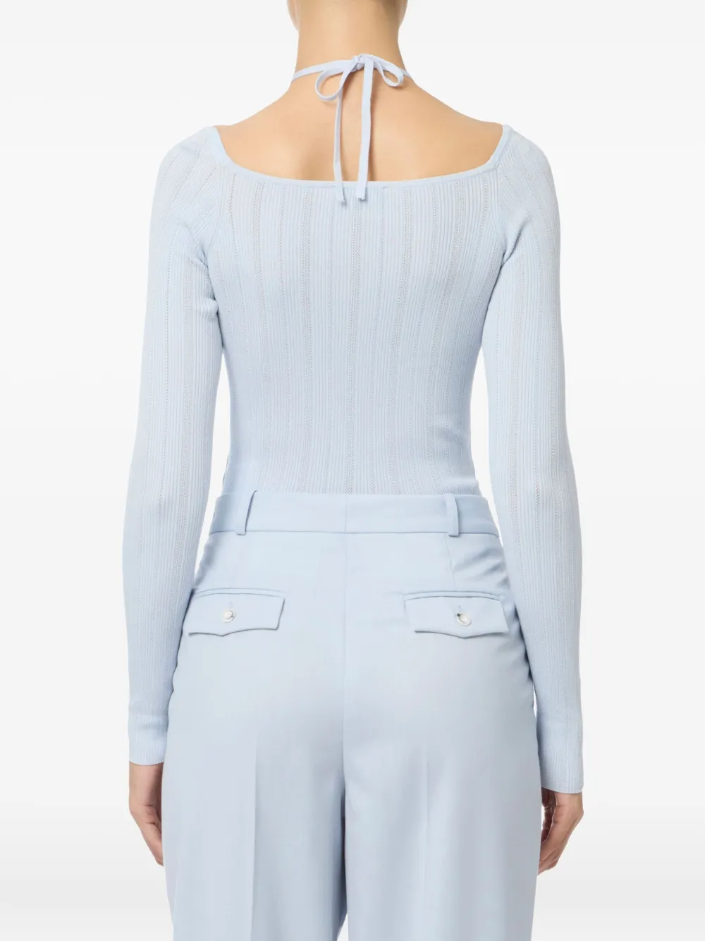 Elisabetta Franchi Ribbed Bodysuit In Blue