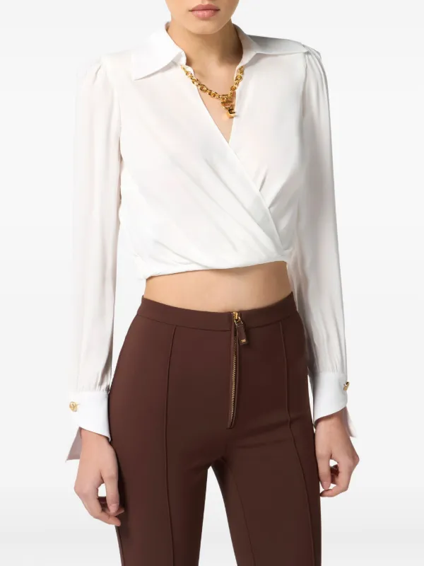 Elisabetta Franchi ラップブラウス | ホワイト | FARFETCH JP 