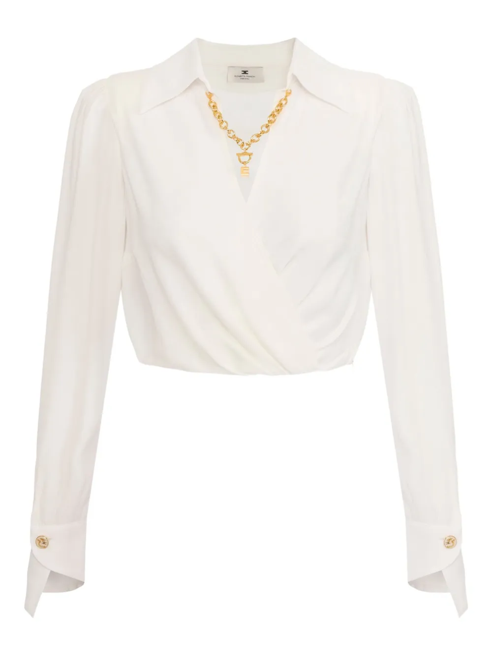 Elisabetta Franchi Wikkelblouse met lange mouwen Wit
