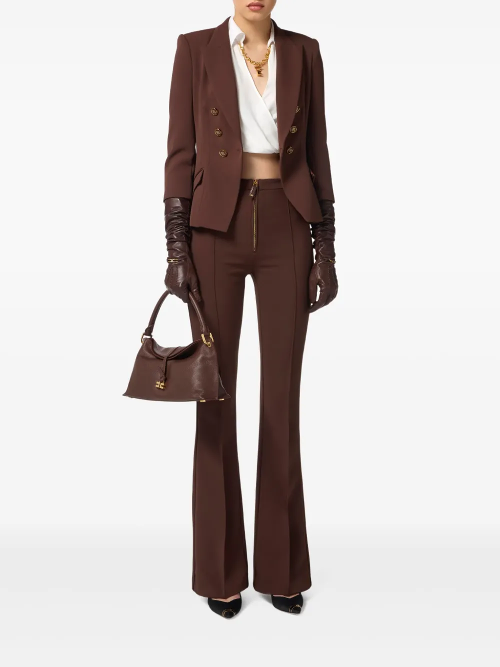 Elisabetta Franchi long-sleeve wrap blouse - Wit