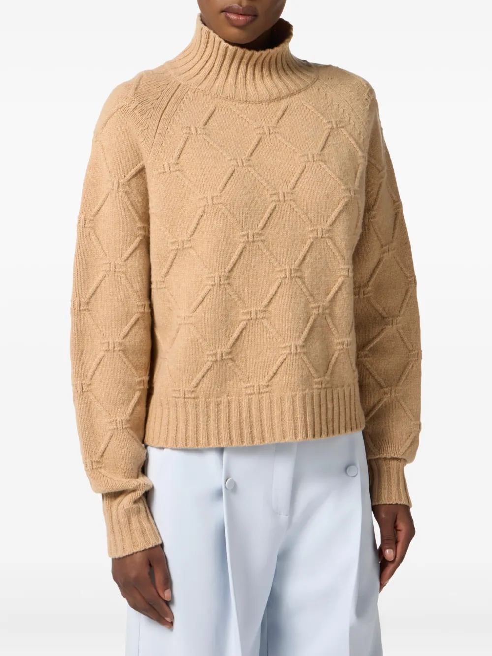 Elisabetta Franchi Coltrui met diamantpatroon Beige