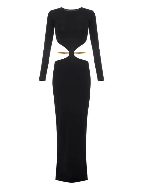 ELISABETTA FRANCHI●フラワーモチーフカットアウトロングドレス Elisabetta Franchi カットアウト ドレス | ブラック | FARFETCH JP