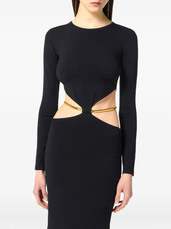 ELISABETTA FRANCHI●フラワーモチーフカットアウトロングドレス Elisabetta Franchi カットアウト ドレス | ブラック | FARFETCH JP