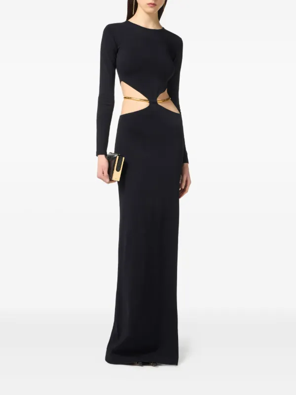 ELISABETTA FRANCHI●フラワーモチーフカットアウトロングドレス Elisabetta Franchi カットアウト ドレス | ブラック | FARFETCH JP