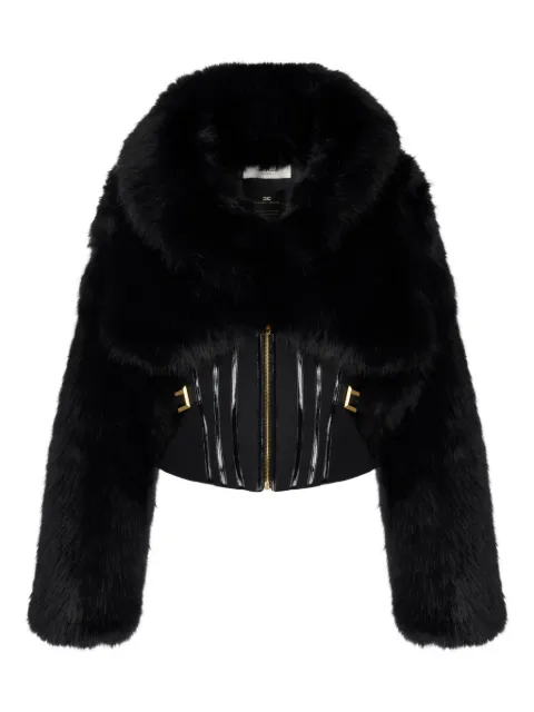 Elisabetta Franchi fur-effect corset jacket
