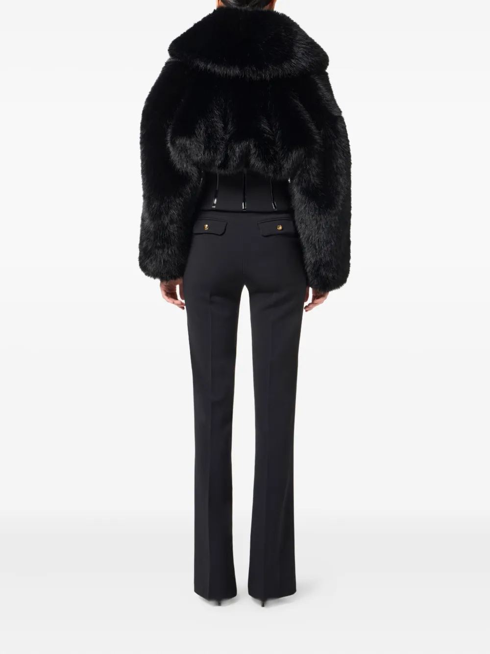 Elisabetta Franchi Korset jack met bont-effect Zwart