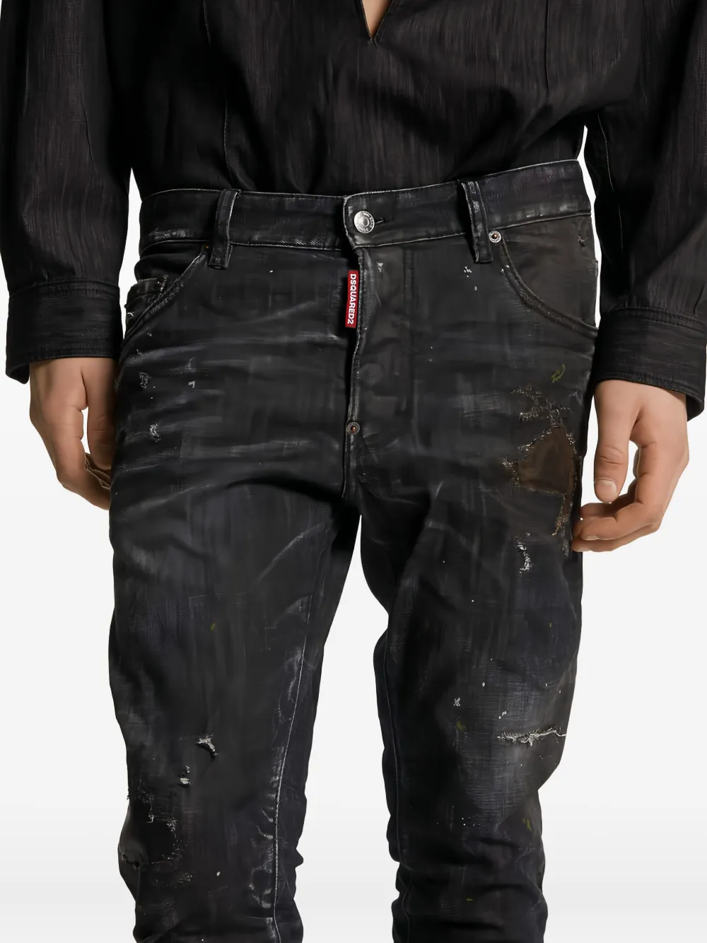 Dsquared2 Nirvana Wash Skater Jeans In Black