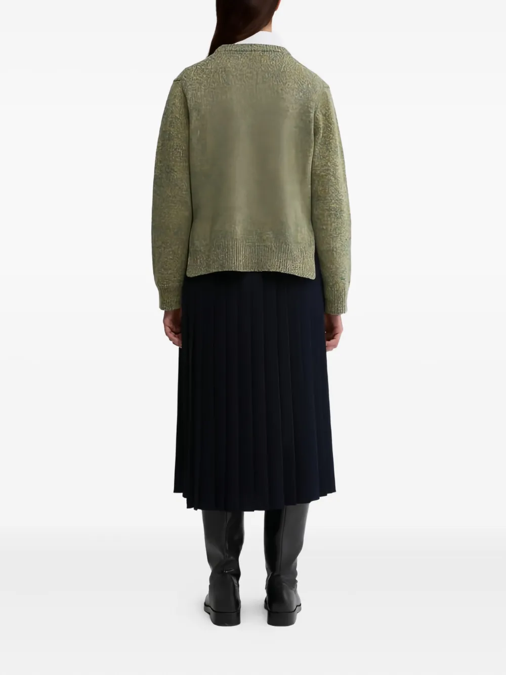 Aspesi Mouline Wool Crew-neck Jumper In Green