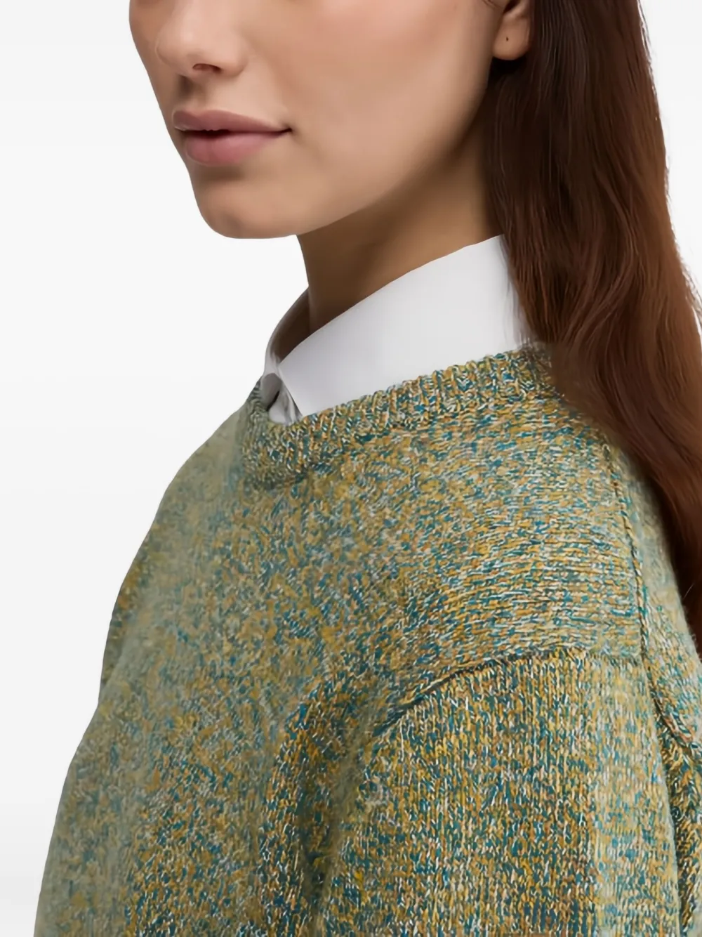 Aspesi Mouline Wool Crew-neck Jumper In Green