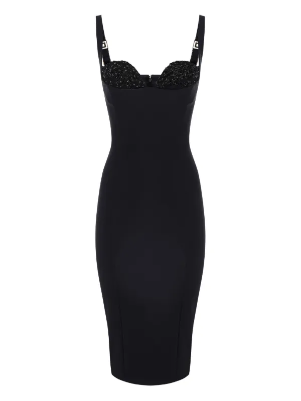 Elisabetta Franchi bead-embellished Crêpe Midi Dress | Black