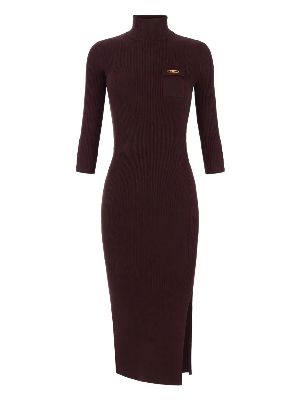Elisabetta Franchi high-neck ribbed-knit dress Paars