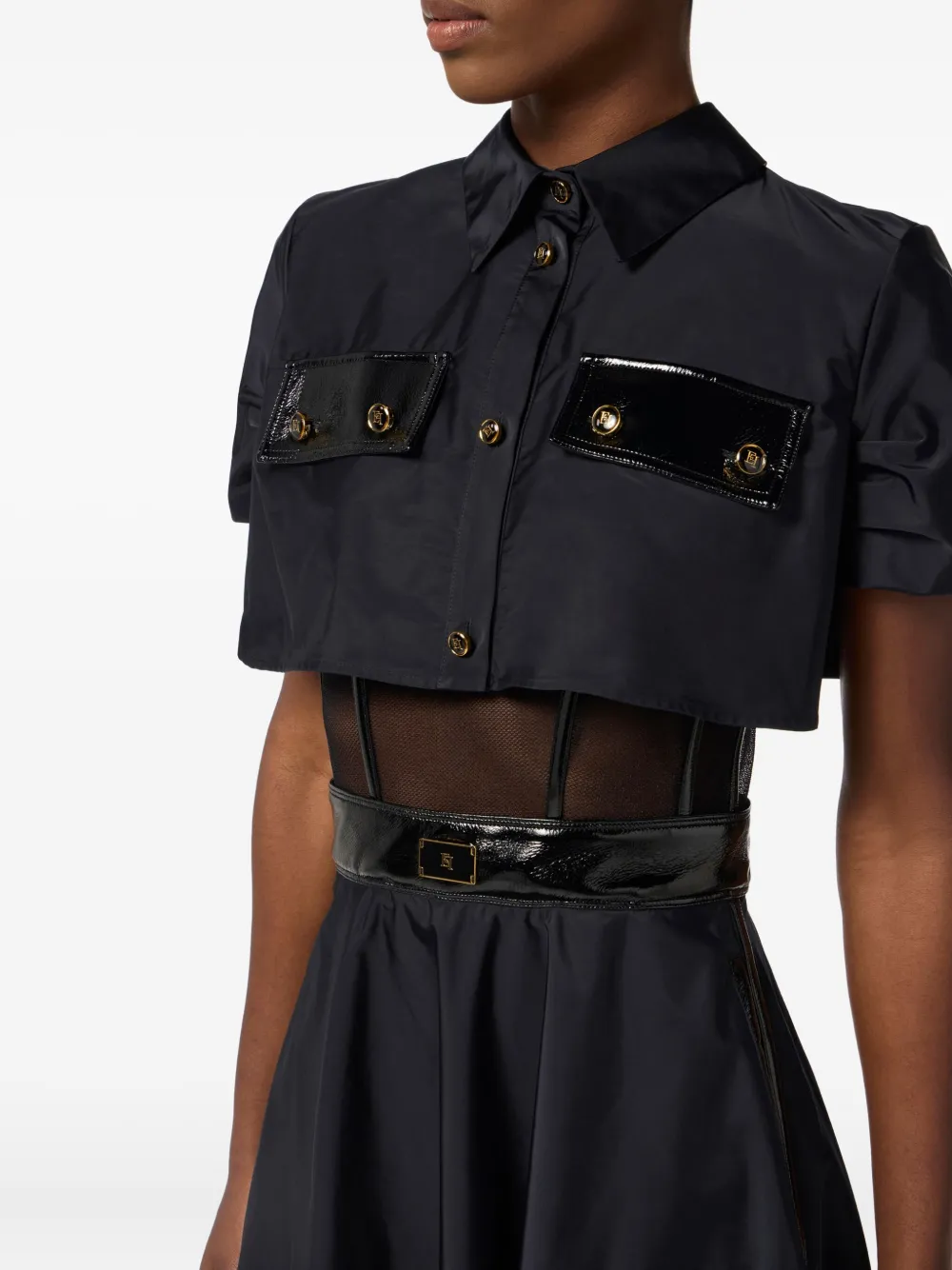 Elisabetta Franchi Blousejurk met ceintuur Zwart