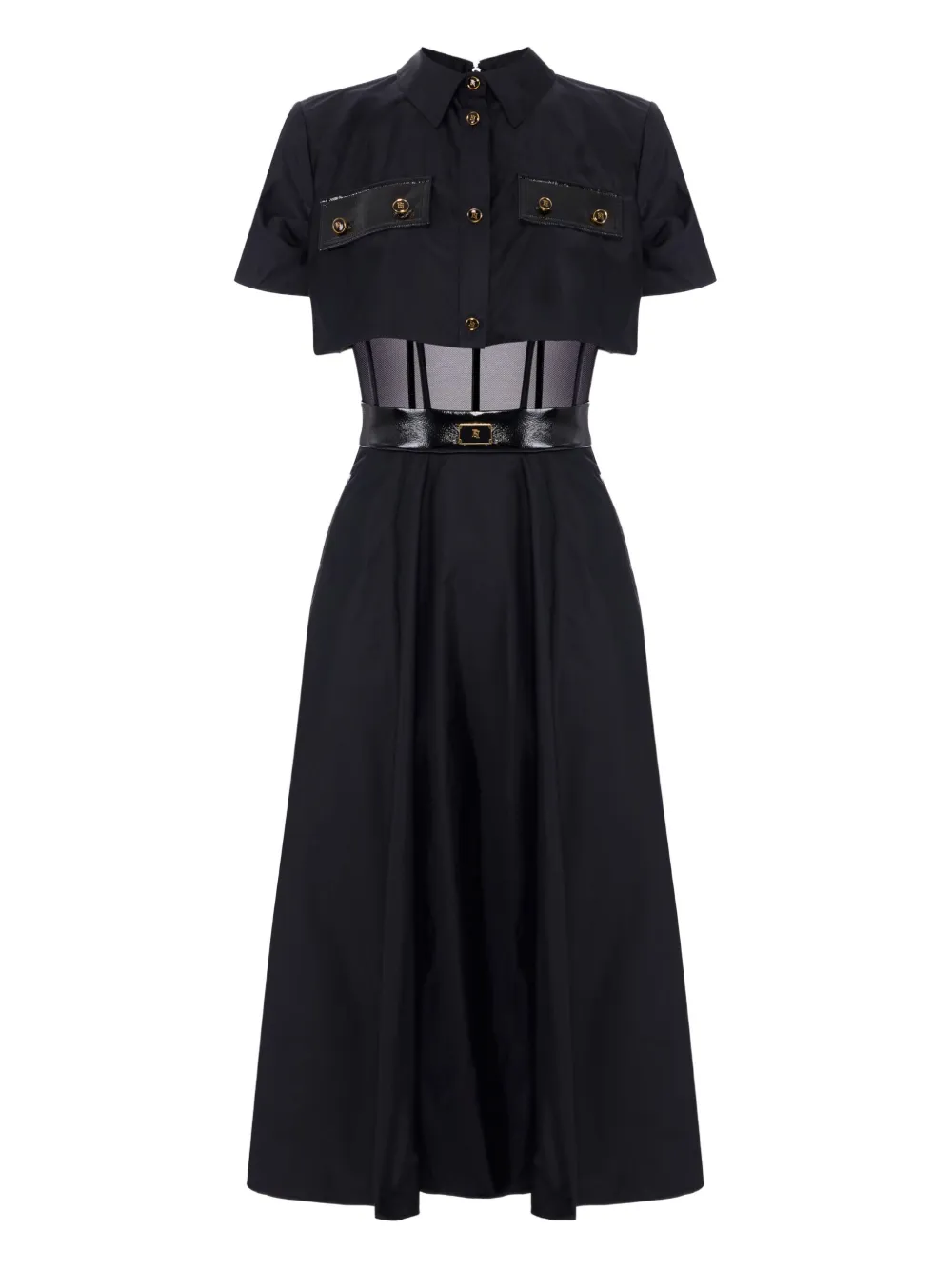Elisabetta Franchi Chemisier midi con cintura | nero | Image 1