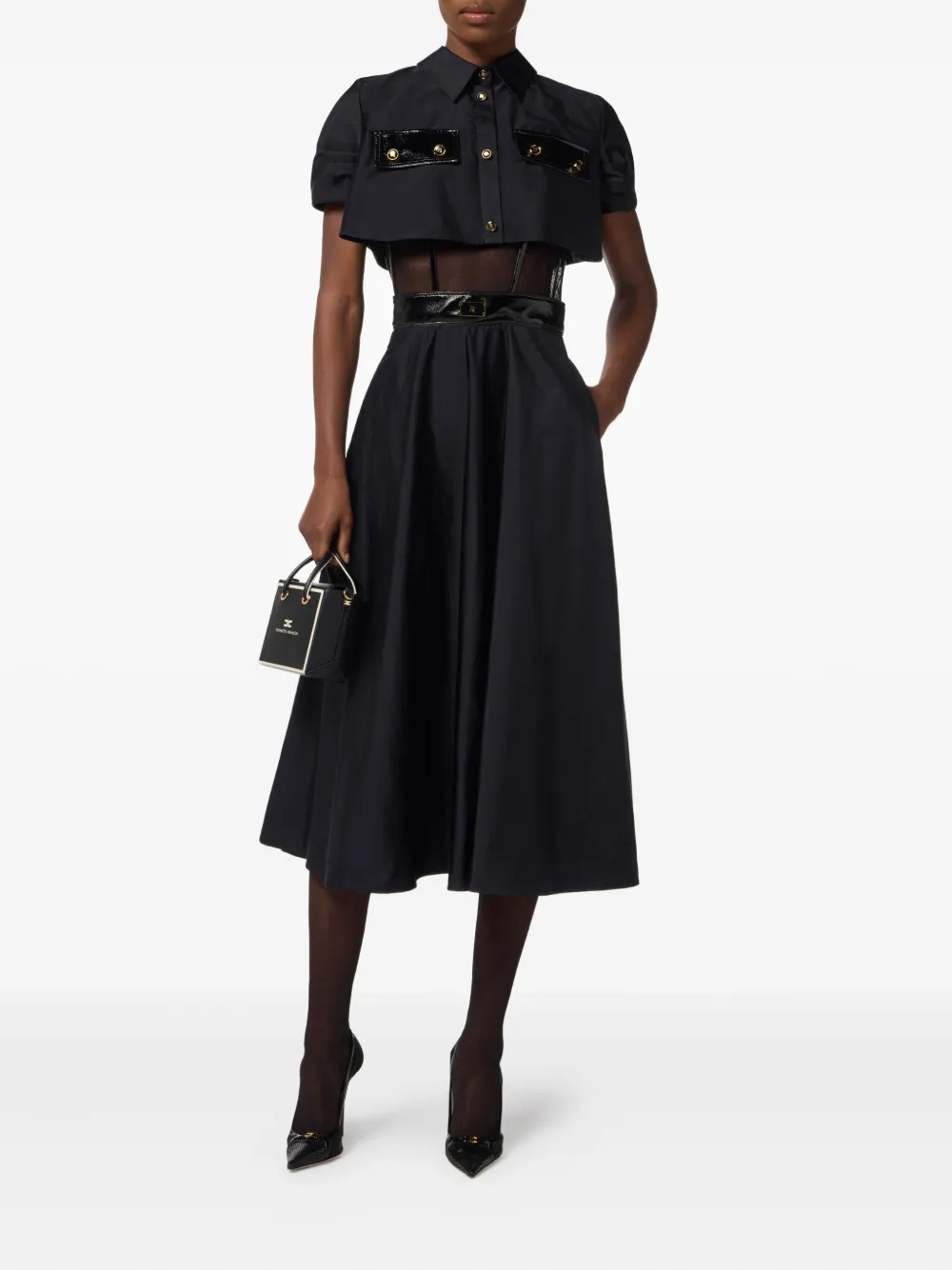 Elisabetta Franchi Blousejurk met ceintuur - Zwart