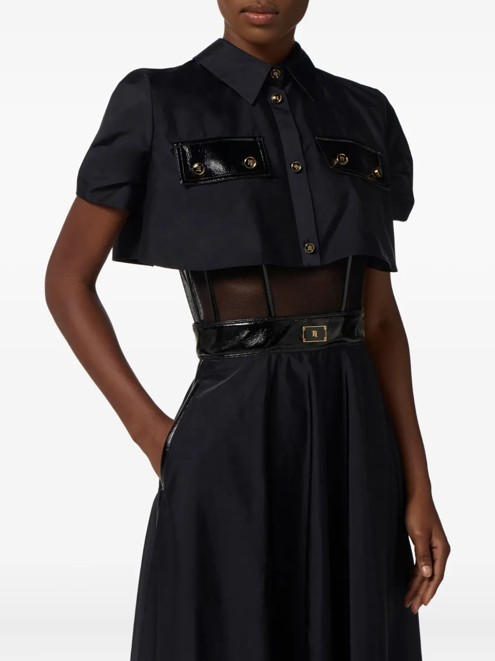 Elisabetta Franchi Blousejurk met ceintuur Zwart