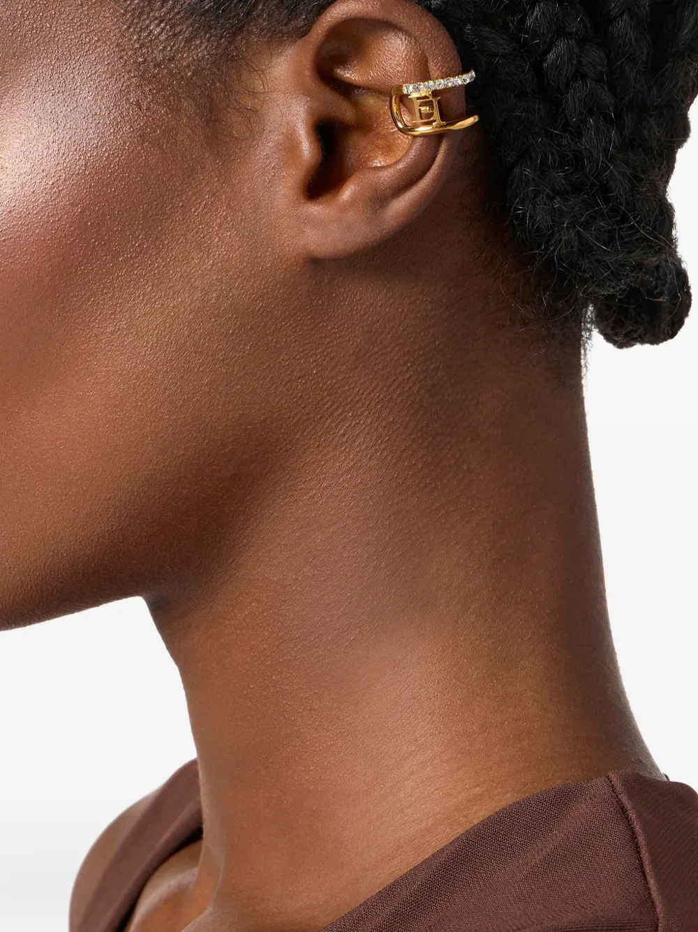 Elisabetta Franchi Oorcuffs met logo van stras - Goud