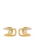Elisabetta Franchi logo-rhinestone ear cuffs - Gold