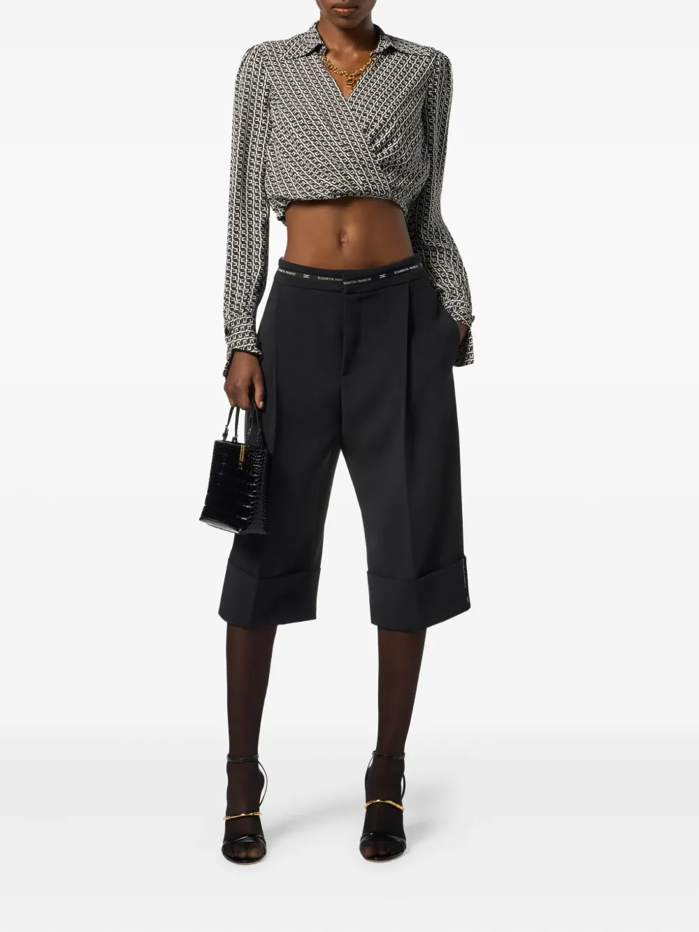 Elisabetta Franchi tailored cropped trousers - Zwart