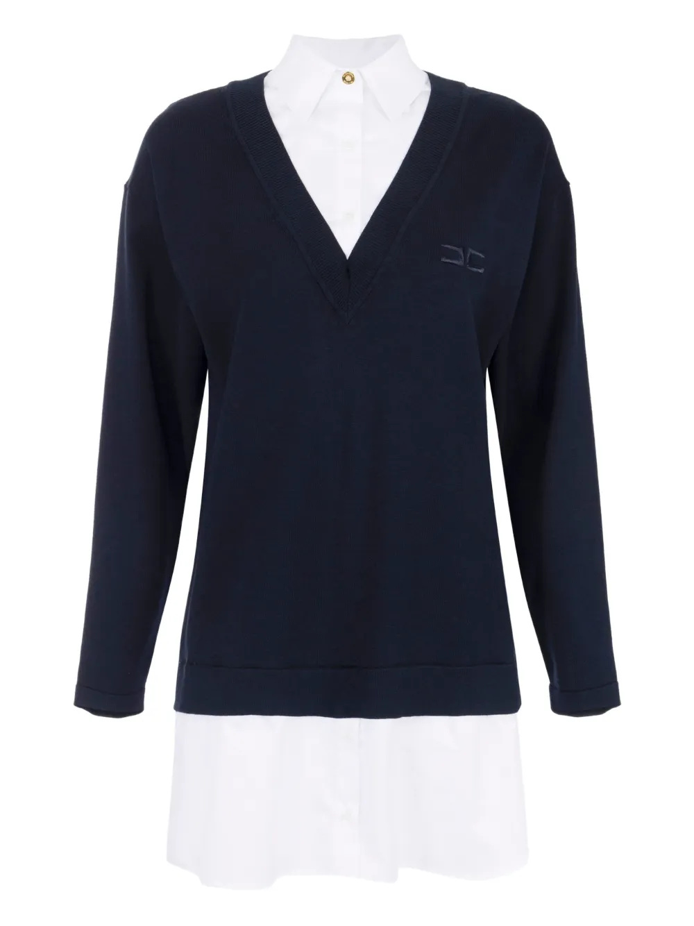 Elisabetta Franchi V-neck Poplin Knit Mini Dress