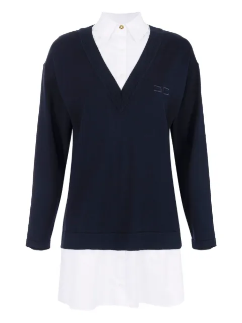 Elisabetta Franchi V-neck poplin knit mini dress