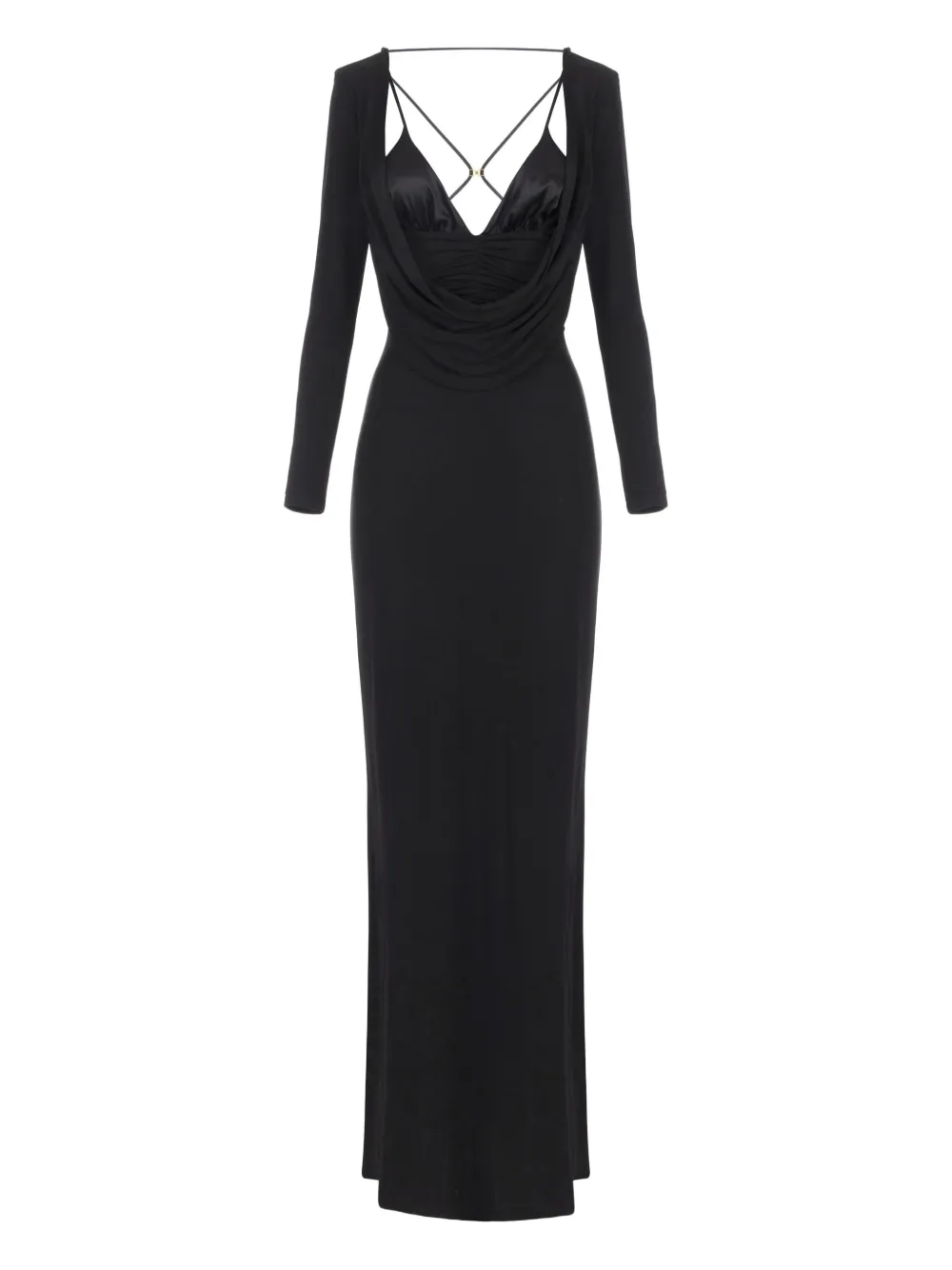 Elisabetta Franchi draped long-sleeve dress Zwart