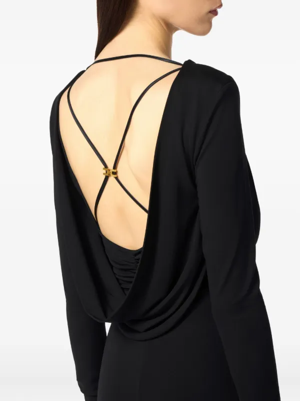 Elisabetta Franchi Draped long-sleeve Dress | Black | FARFETCH OM Elisabetta Franchi Draped long-sleeve Dress | Black | FARFETCH OM