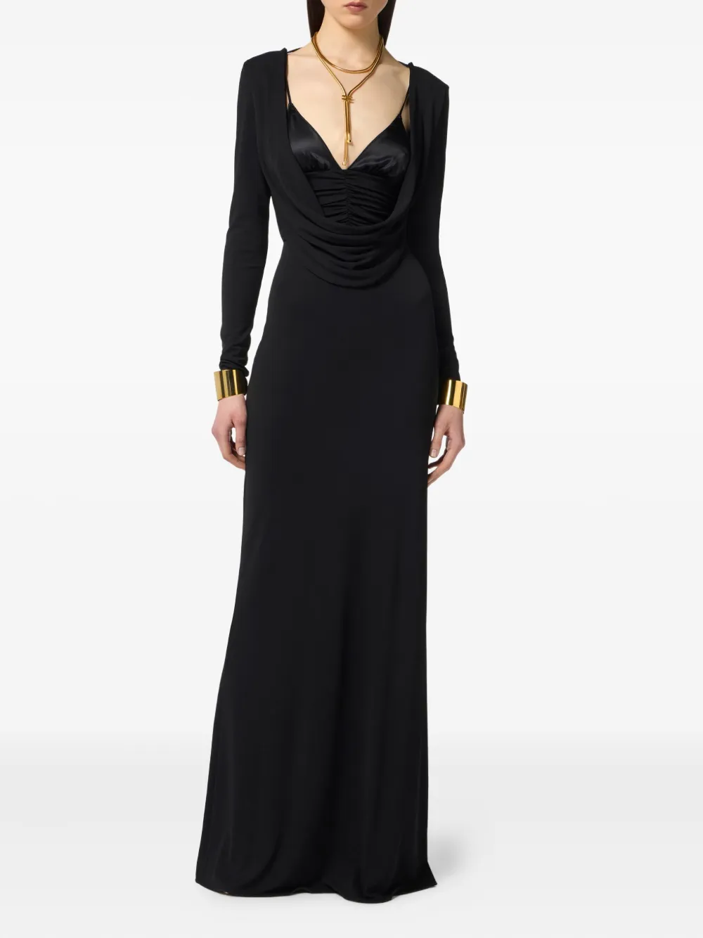 Elisabetta Franchi Gedrapeerde jurk - Zwart