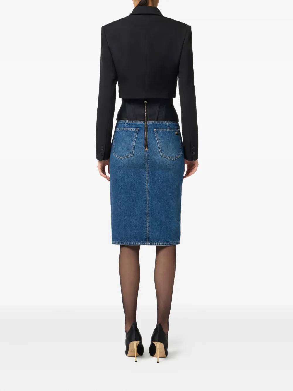 Elisabetta Franchi Double-breasted Jacket In Black