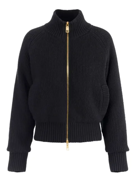 Elisabetta Franchi ribbed-knit zip-front bomber jacket
