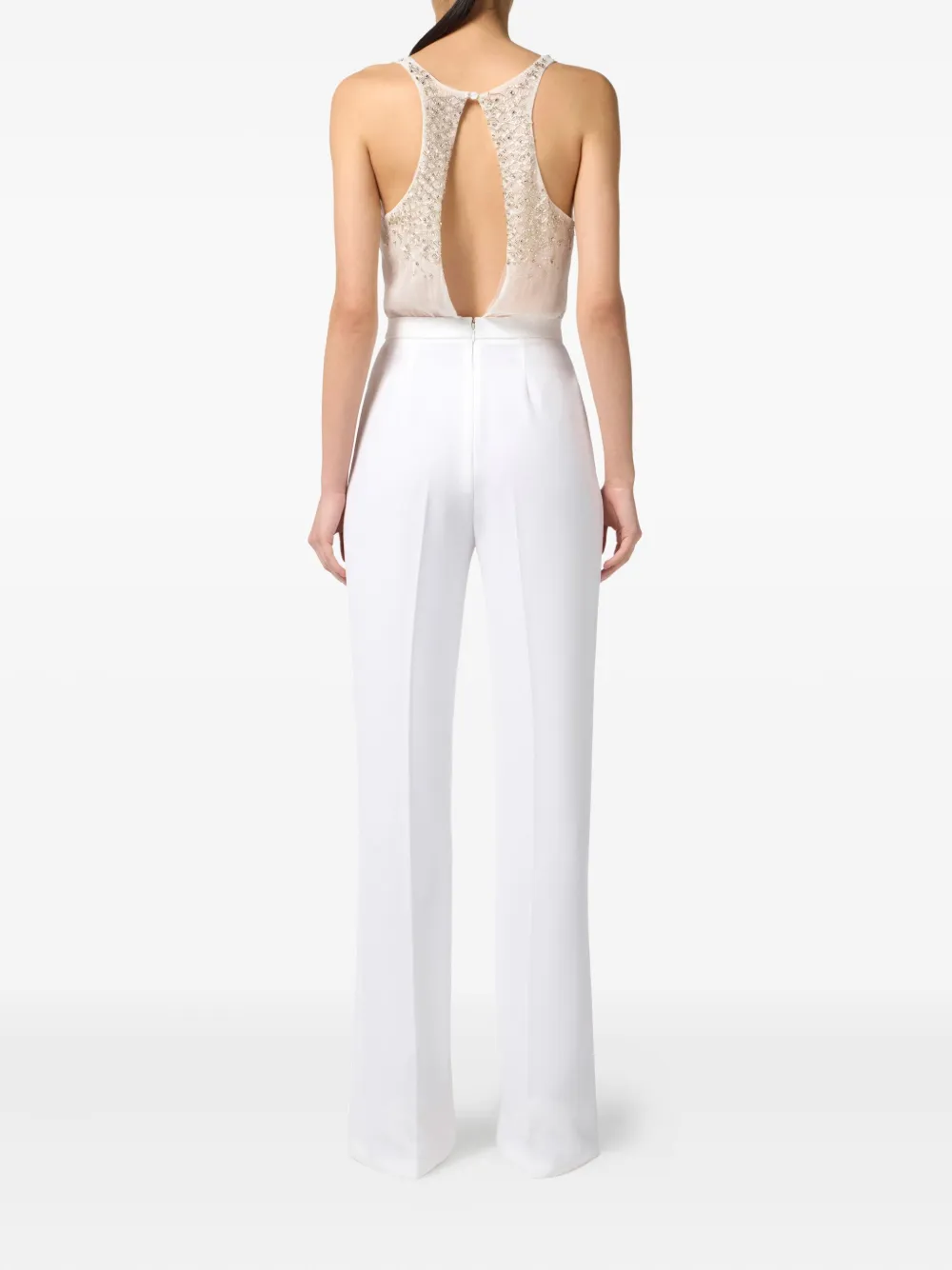 Elisabetta Franchi Crystal-embellished Jumpsuit In White