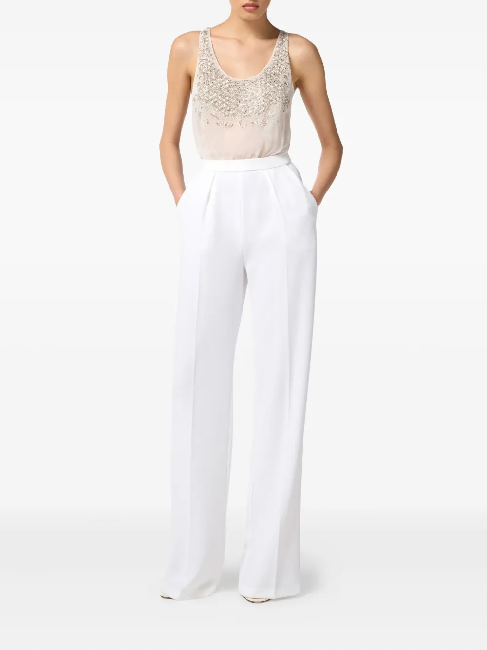 Elisabetta Franchi Jumpsuit verfraaid met kristallen - Wit