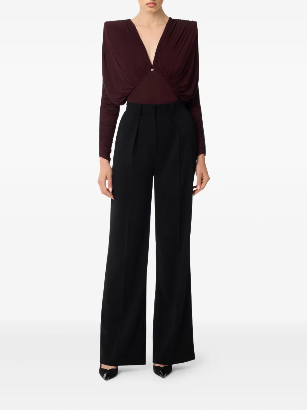 Elisabetta Franchi V-neck long-sleeve bodysuit - Rood
