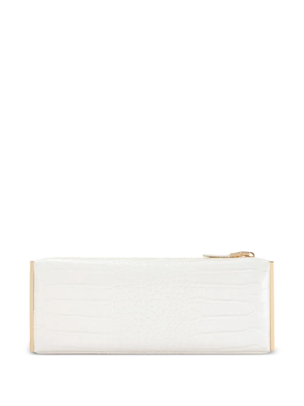 Elisabetta Franchi crocodile-effect zip clutch Wit