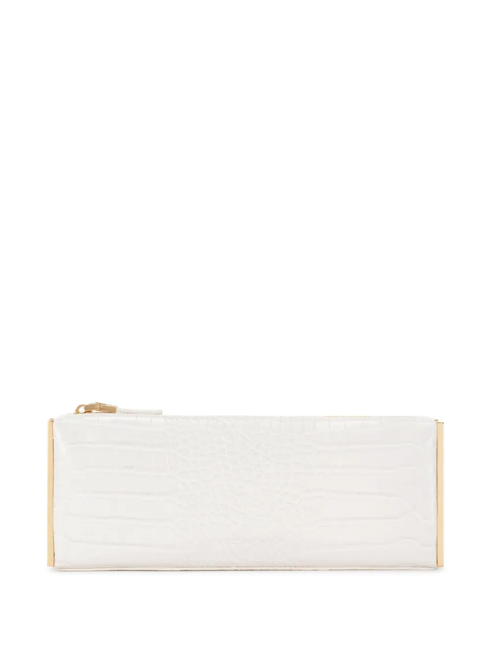 Elisabetta Franchi crocodile-effect zip clutch Wit