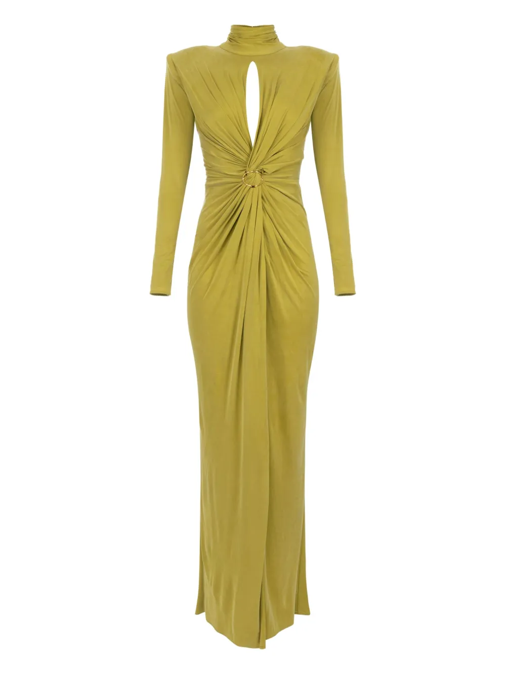 Elisabetta Franchi high-neck draped dress Geel