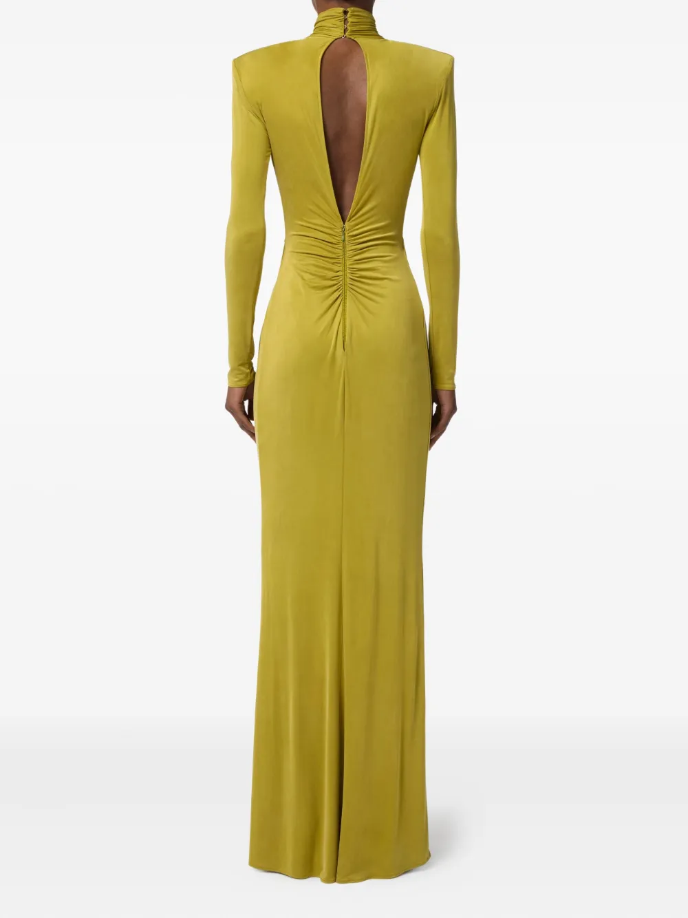 Elisabetta Franchi high-neck draped dress Geel