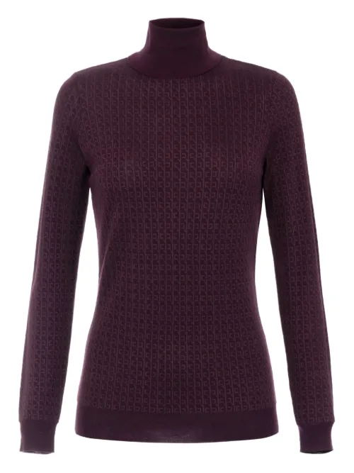Pull en jacquard à col roulé - Elisabetta Franchi - Modalova
