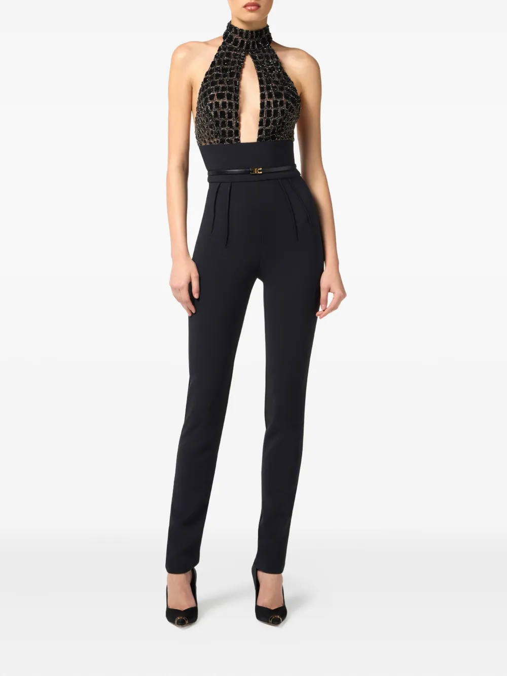 Elisabetta Franchi Jumpsuit met halternek - Zwart